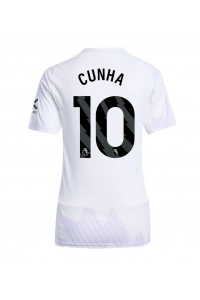 Manchester United Matheus Cunha #10 Jalkapallovaatteet Naisten Vieraspaita 2025-26 Lyhythihainen